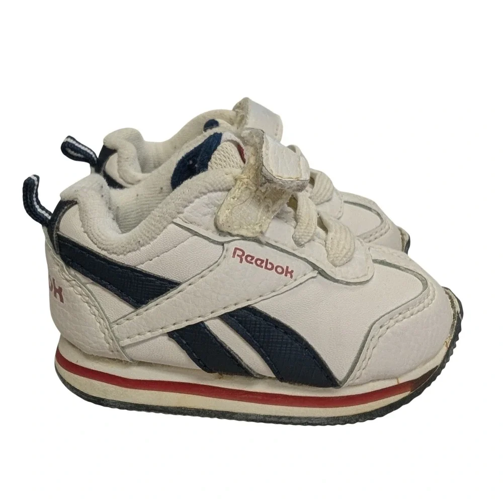 Vintage Reebok Classic Sneakers Platform Trainers White Red Blue Toddler Size‎ 2